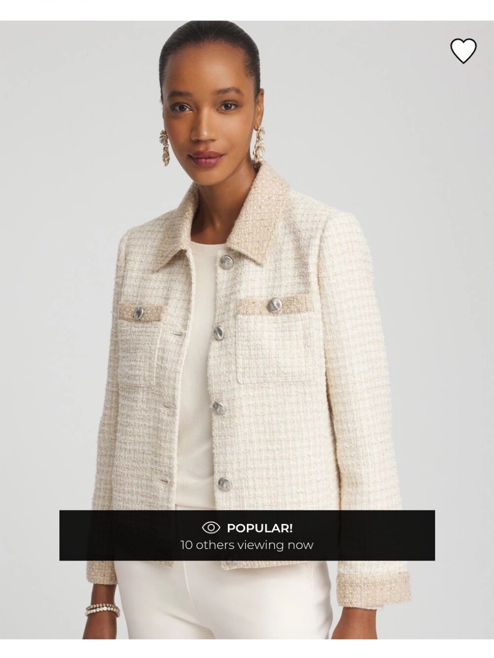 Chico's Tonal Neutral Tweed Jacket- 2(12/14)L